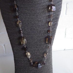 Designer Smokey Quartz Beaded Long Necklace